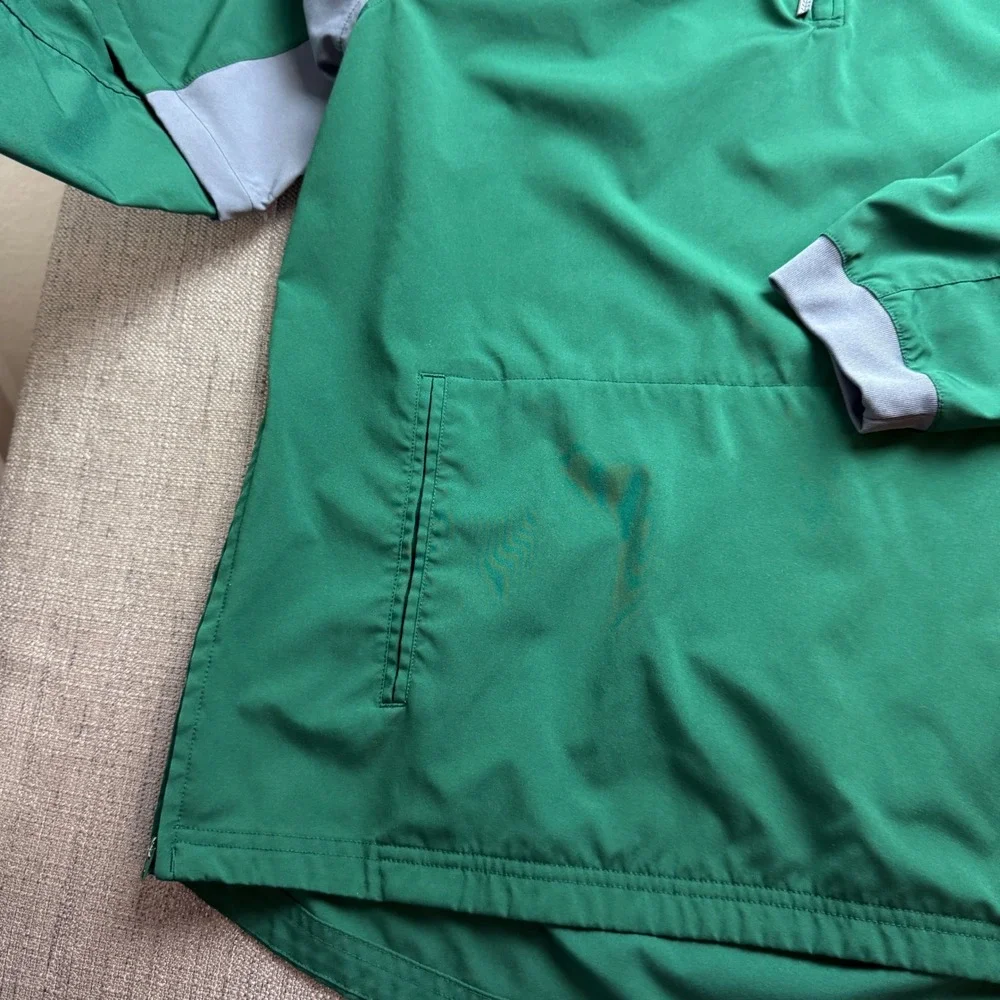 Adidas Mens Quarter Zip Windbreaker Pullover Jacket Green Grey Large Athletic